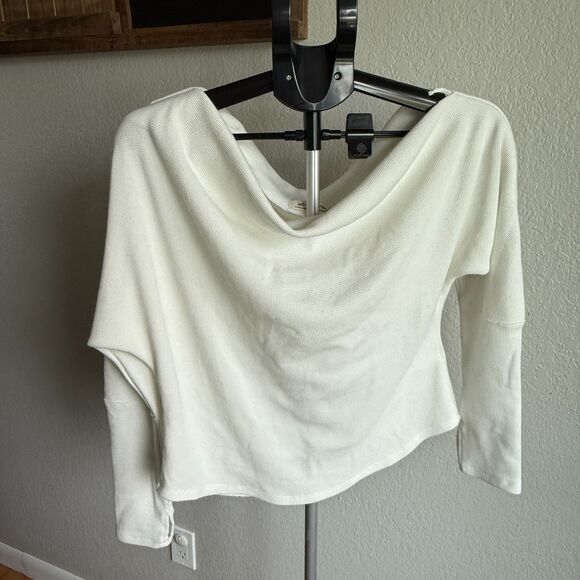 We The Free Free People Sweater Knit Sweater Women White Boat Neck XL Thermal - Picture 2 of 4